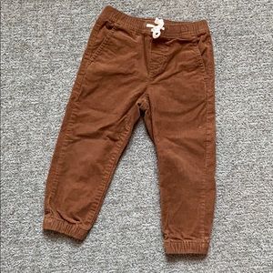 Janie and Jack Boys brown corduroy jogger, sz 2